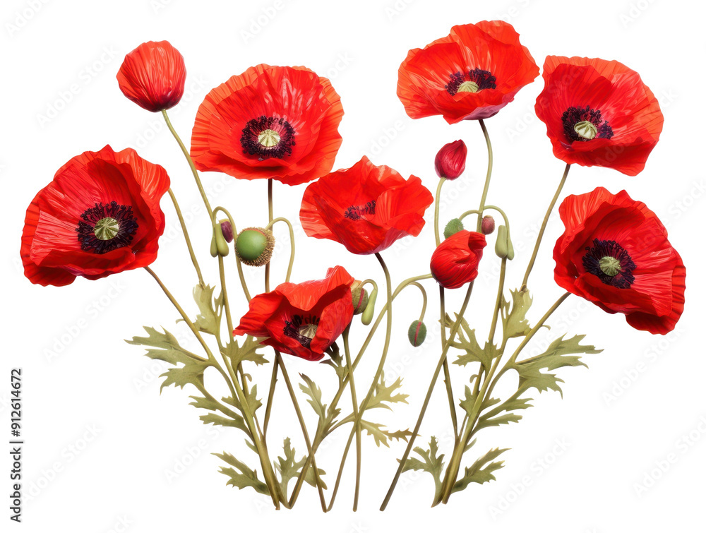 Obraz premium PNG Flower poppy plant red.