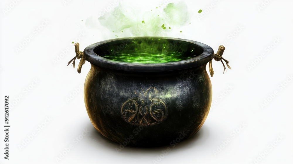 A Cauldron Filled With Green Potion and Smoke A Cauldron Filled With Green Potion and Smoke