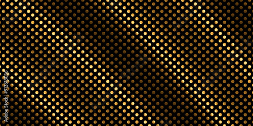 3D illustration of an elegant geometric pattern of gold dots on black background, perfect for holiday decorations and luxury designs.