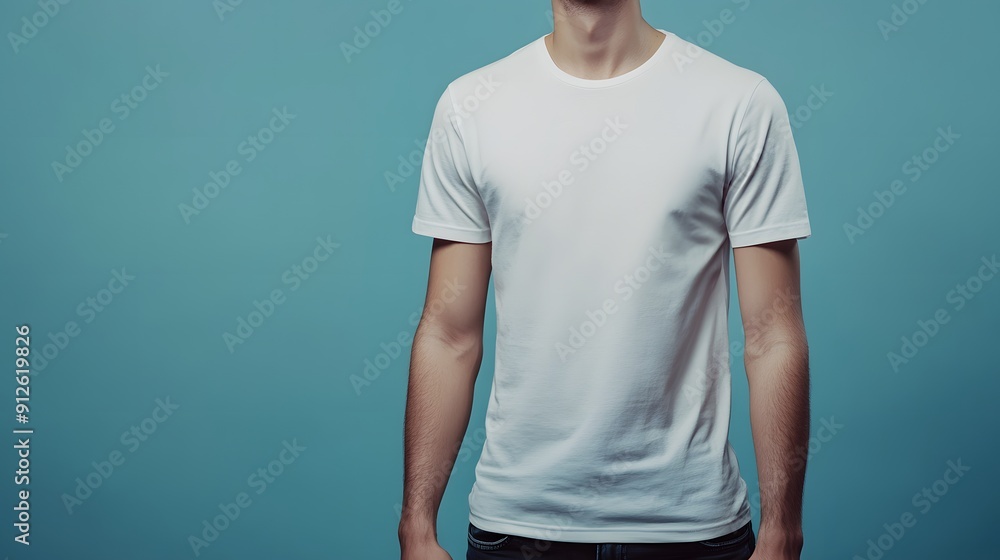 Man in White T-Shirt Mockup. Man in White T-Shirt Mockup.