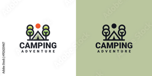 camping forest logo vector
