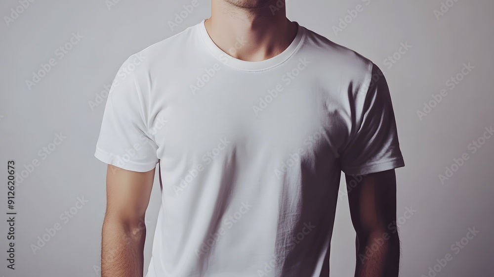 Man Wearing A White T-Shirt. Man Wearing A White T-Shirt.