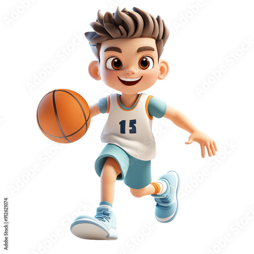 Young Basketball Player 3D , transparent background, white background