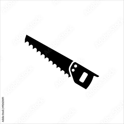 Saw icon. One of the carpentry tools. Vector illustration on white background.