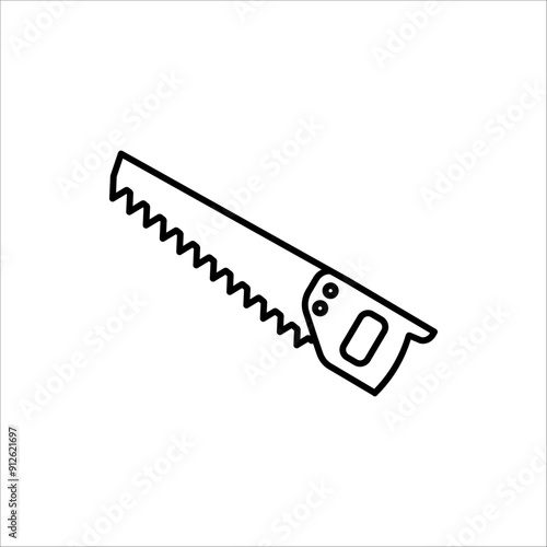 Saw icon. One of the carpentry tools. Vector illustration on white background.