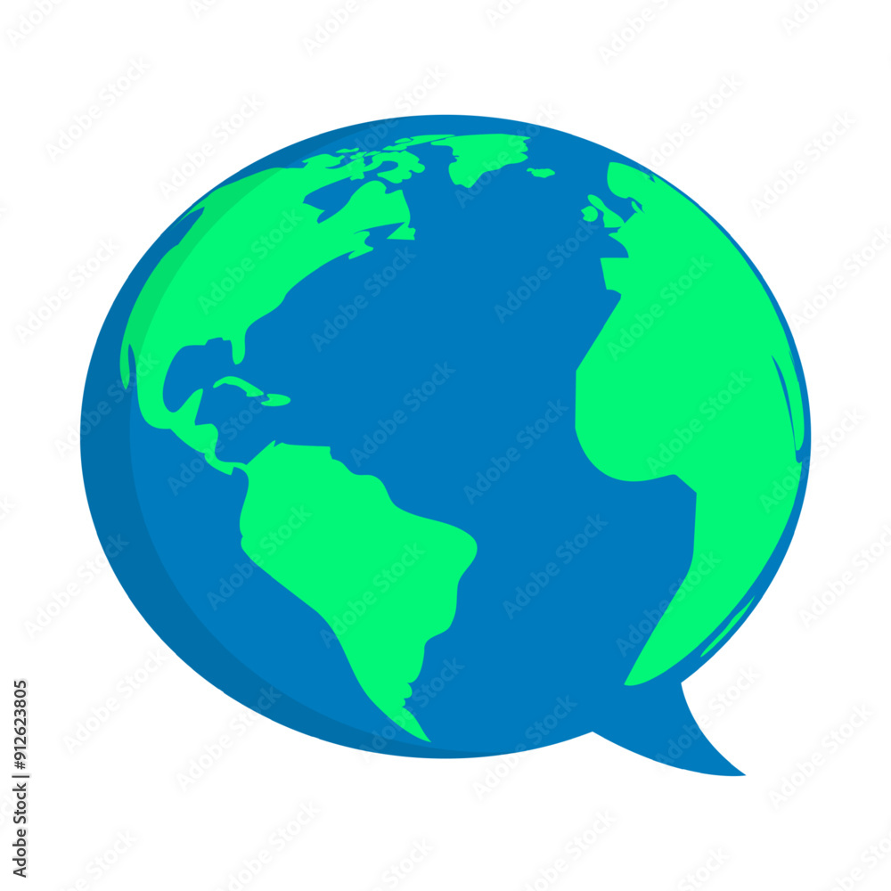 Vector illustration of earth in shape of speech bubble on transparent background Vector illustration of earth in shape of speech bubble on transparent background