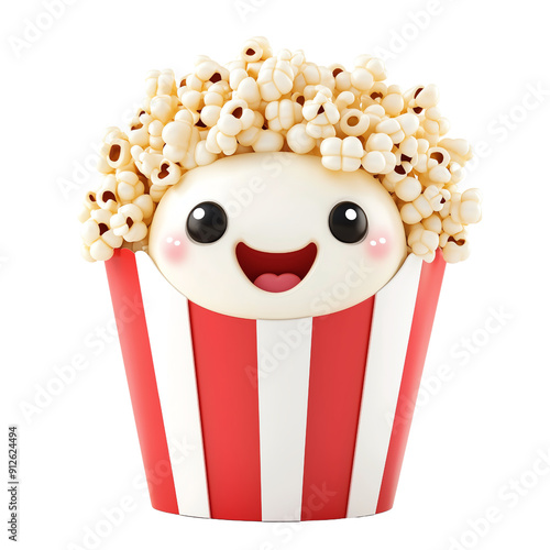 Popcorn 3D Cartoon Cute , transparent background, white background