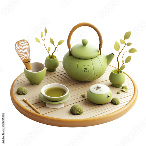 Zen Tea Ceremony, transparent background, white background