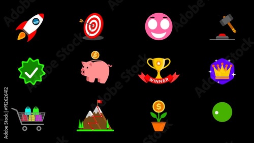 success, achievement, victory, goal, animation pack (transparent background) alpha channel