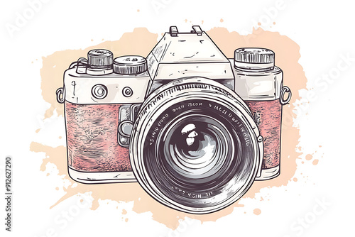 Abstract color camera on white background