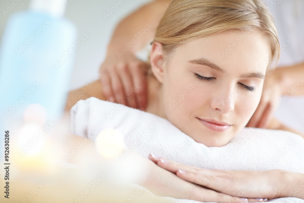 Massage, pamper and relax with face of woman at spa as customer on table for break, treatment or wellness. Eyes closed, luxury and peace with person on bed of salon for comfort or stress relief Massage, pamper and relax with face of woman at spa as customer on table for break, treatment or wellness. Eyes closed, luxury and peace with person on bed of salon for comfort or stress relief