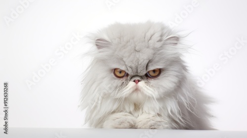 a Persian cat on a white background