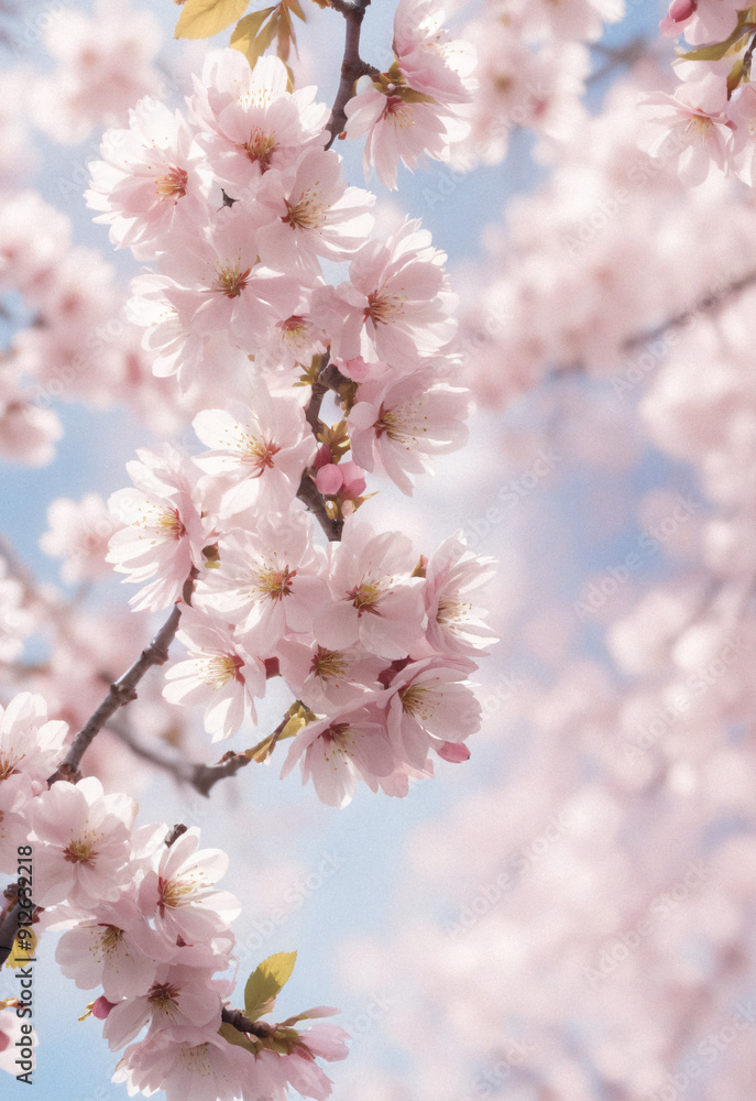 Sakura. Branches with pink flowers on a plain background for publications. Sakura. Branches with pink flowers on a plain background for publications.