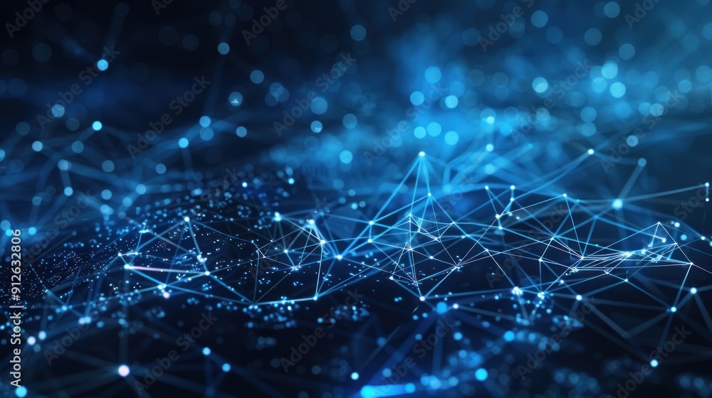 Abstract Network Connections with Blue Glowing Points Abstract Network Connections with Blue Glowing Points