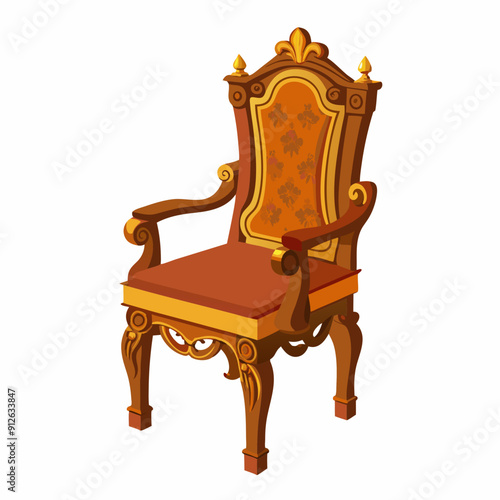 A beautiful ornate wooden chair art vector illustration