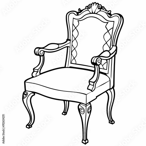 A beautiful ornate wooden chair art vector illustration