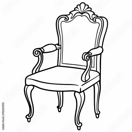 A beautiful ornate wooden chair art vector illustration