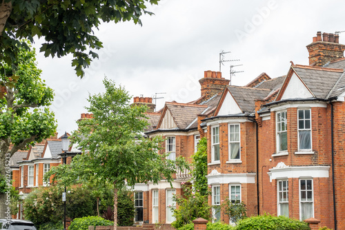 Photography Row of typical upmarket British residential terrace houses