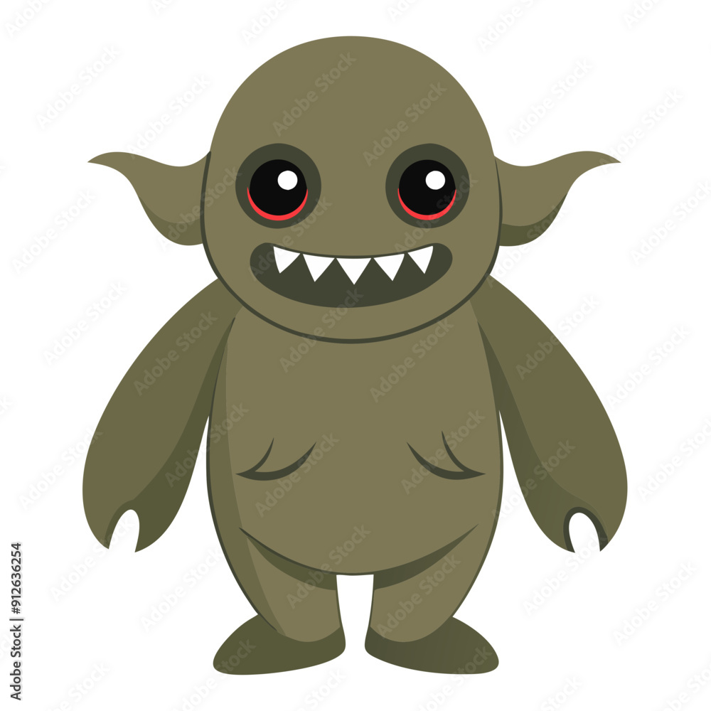 Fototapeta premium Enchanting Autumn and Halloween Theme: Kawaii Vector Illustration of a Green Ghoul on Transparent Background, Charming and Spooky Design for Seasonal Festivities and Whimsical Holiday Decor