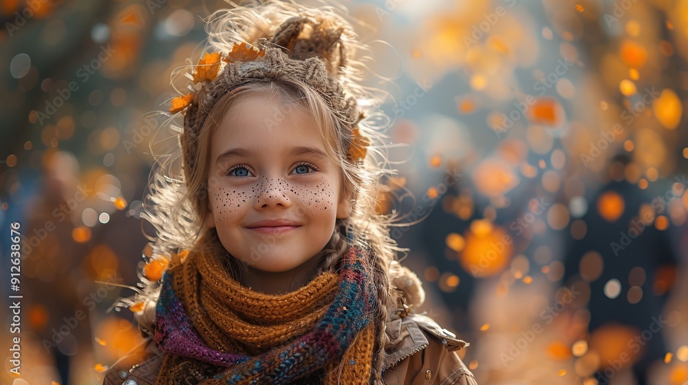 Autumn Portrait of a Girl with Freckles Autumn Portrait of a Girl with Freckles