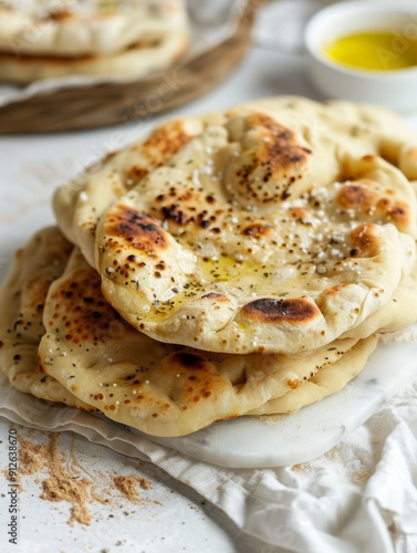 butter naan, flatbread, Indian food, white background, kulcha, bread, tortilla