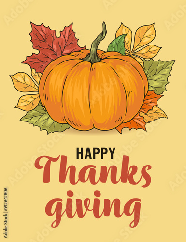 Thanksgiving Day vintage sticker colorful
