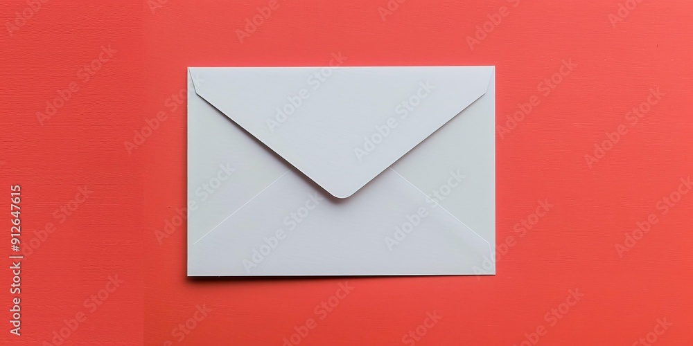 White envelope on red background. White envelope on red background.