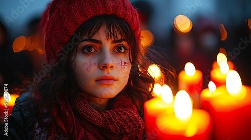 portrait of a woman in the night A day of remembrance for victims of slavery and the slave trade. photo