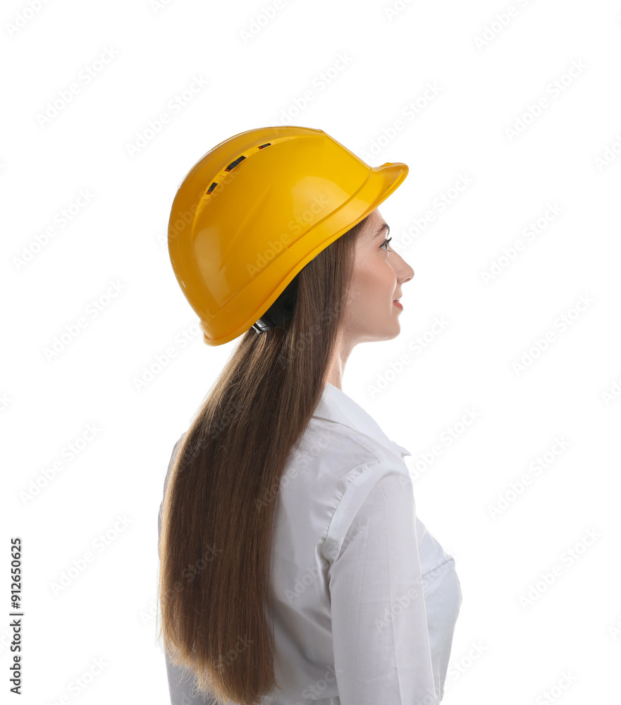 Engineer in hard hat on white background Engineer in hard hat on white background