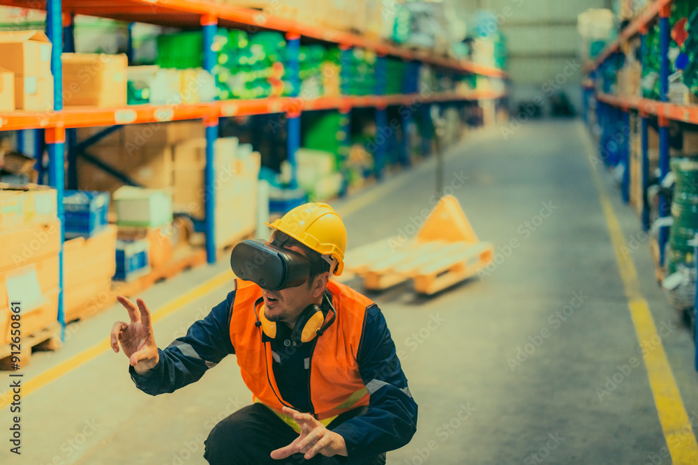 Warehouse Worker Using VR Technology Warehouse Worker Using VR Technology