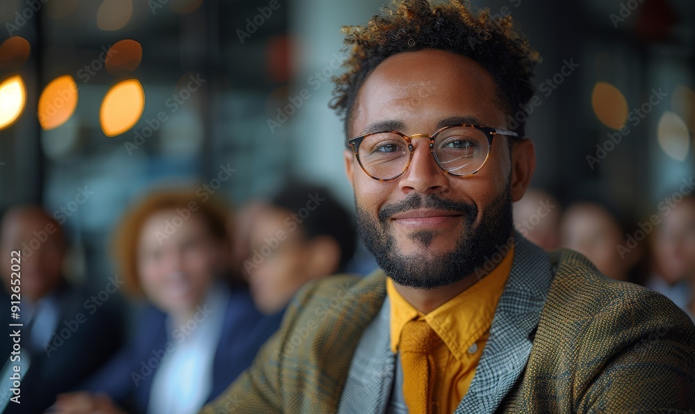 A new mixed-race employee having their first working day in a company, standing in front of colleagues as an executive manager introduces them to the team A new mixed-race employee having their first working day in a company, standing in front of colleagues as an executive manager introduces them to the team