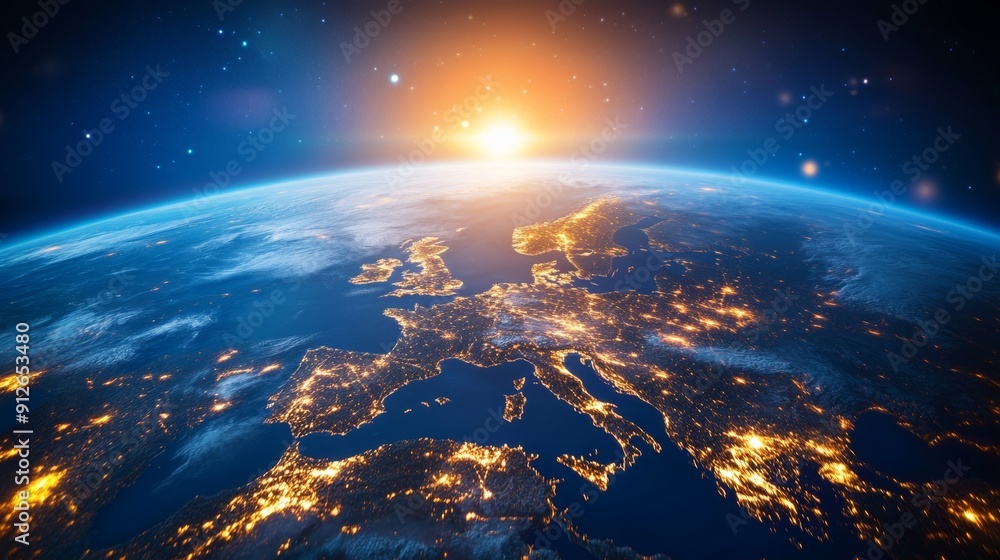 Fototapeta premium Global economy stock market financial network on the globe