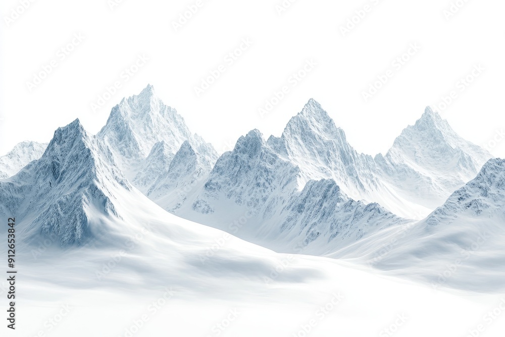 Fototapeta premium A transparent background shows snow-capped mountains