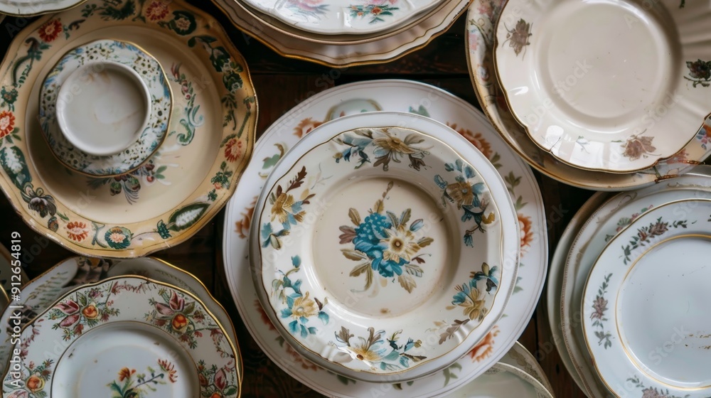 Stack of Antique Plates or Stack of Old Plates Stack of Antique Plates or Stack of Old Plates