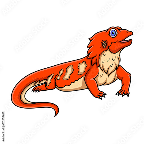 Cartoon bearded dragon on white background