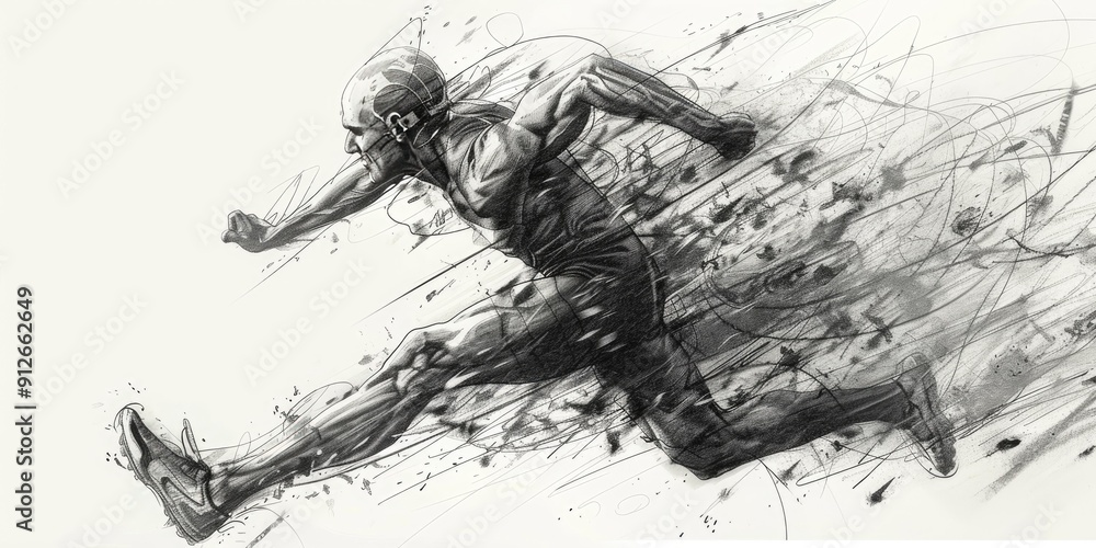 Fototapeta premium Abstract sketch of a running athlete.