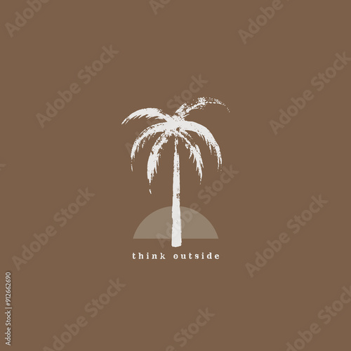 Vintage rough palm tree design template