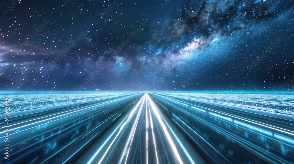 Futuristic Highway Under the Milky Way Futuristic Highway Under the Milky Way
