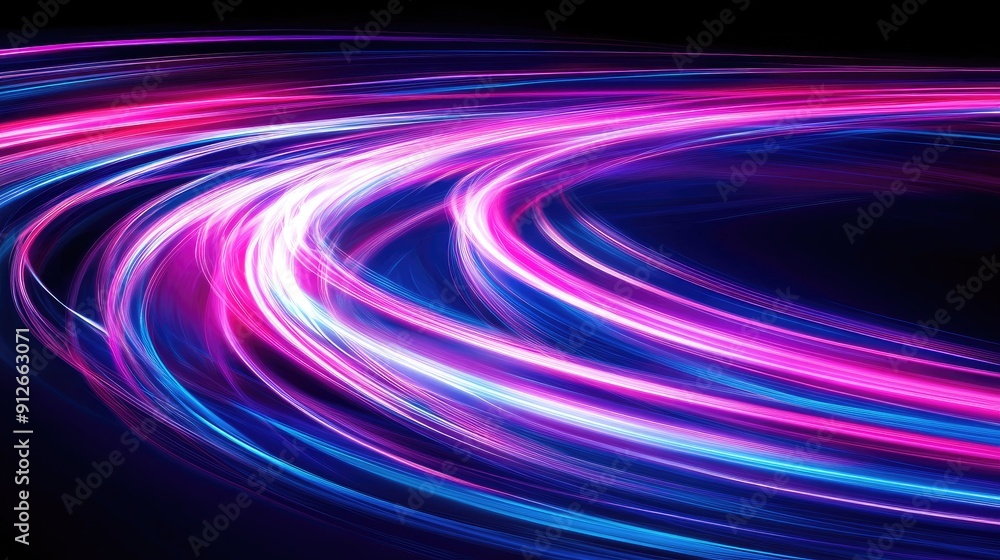 Abstract swirling neon light trails in a dark background Abstract swirling neon light trails in a dark background