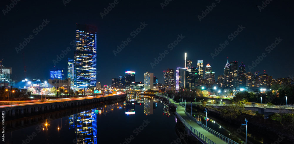 city skyline of Philadelphia at night city skyline of Philadelphia at night