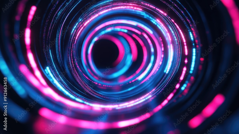 Abstract swirling neon light trails in a dark background Abstract swirling neon light trails in a dark background
