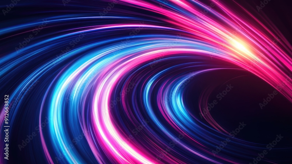 Abstract swirling neon light trails in a dark background Abstract swirling neon light trails in a dark background