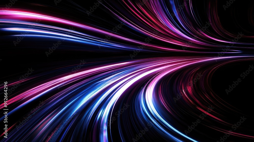 Abstract swirling neon light trails in a dark background Abstract swirling neon light trails in a dark background