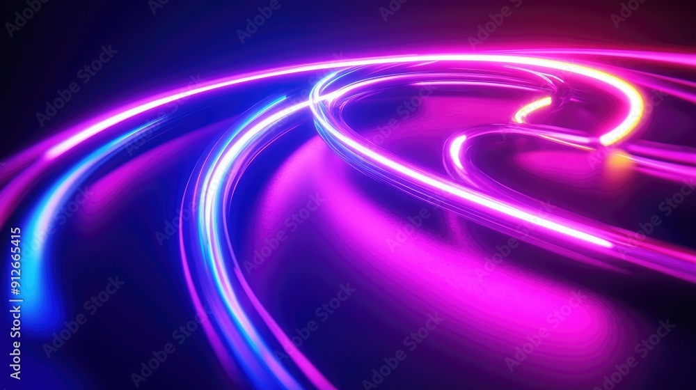 Abstract swirling neon light trails in a dark background Abstract swirling neon light trails in a dark background