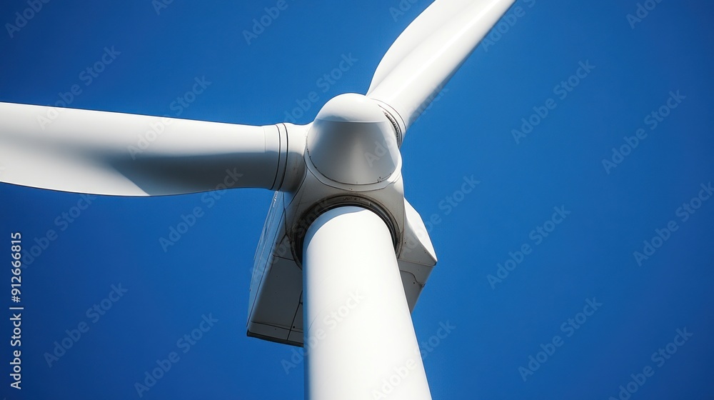 Wind Turbine Close-Up Against Blue Sky Wind Turbine Close-Up Against Blue Sky
