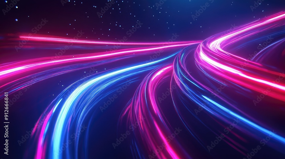 Abstract swirling neon light trails in a dark background Abstract swirling neon light trails in a dark background