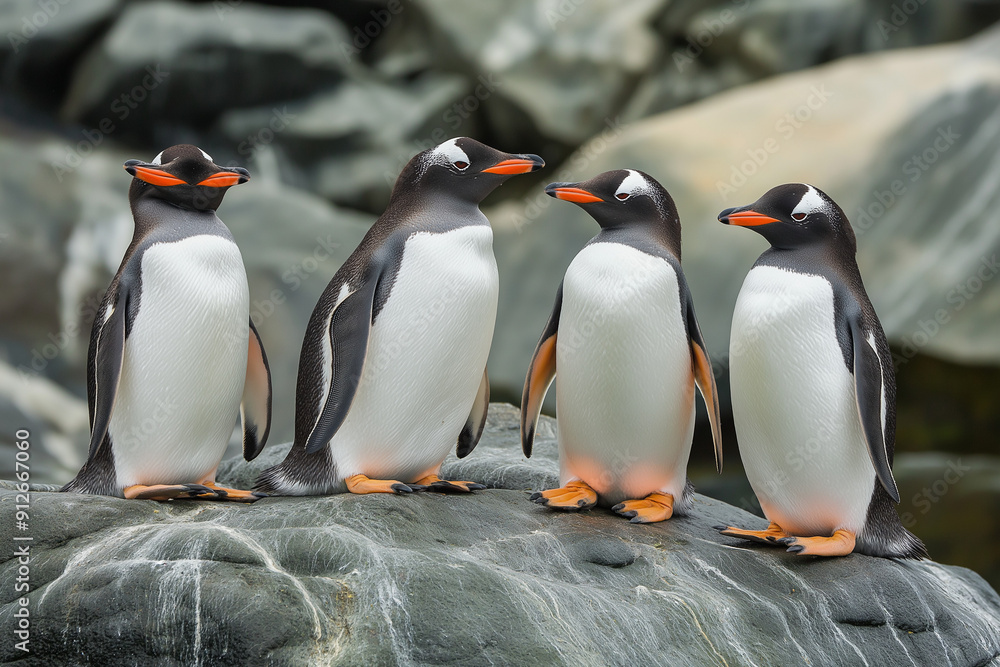 Fototapeta premium group of southern penguins living in the wildlife nature of antarctica 