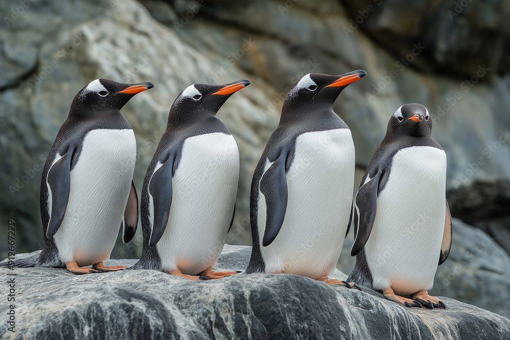Obraz premium group of southern penguins living in the wildlife nature of antarctica 