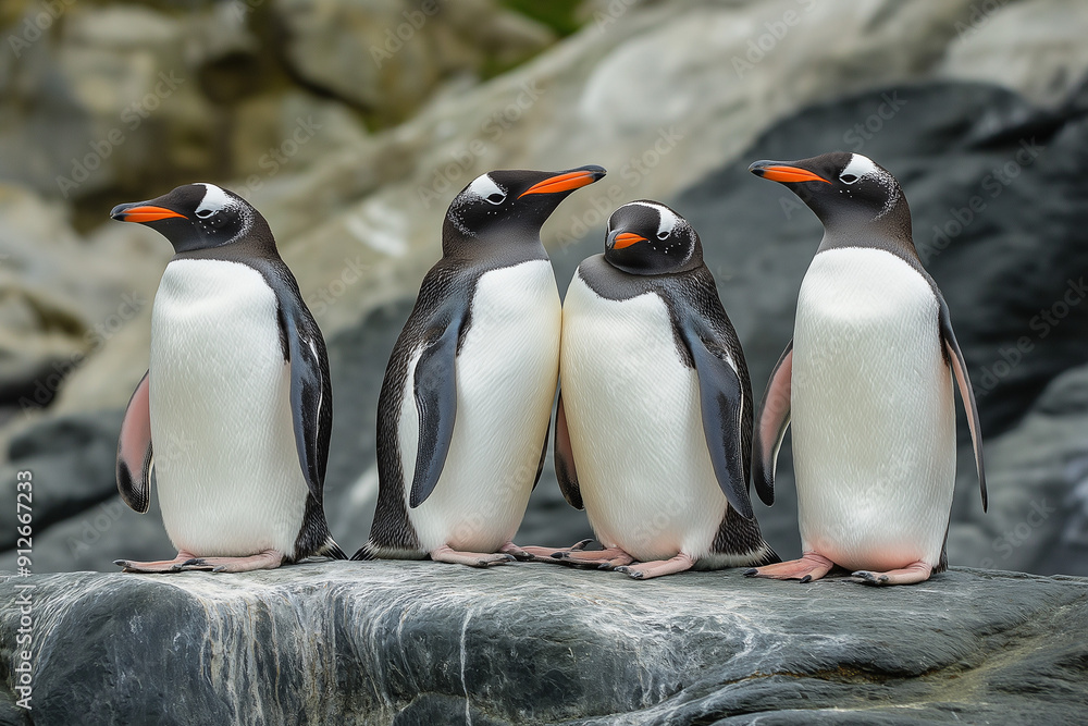Fototapeta premium group of southern penguins living in the wildlife nature of antarctica 