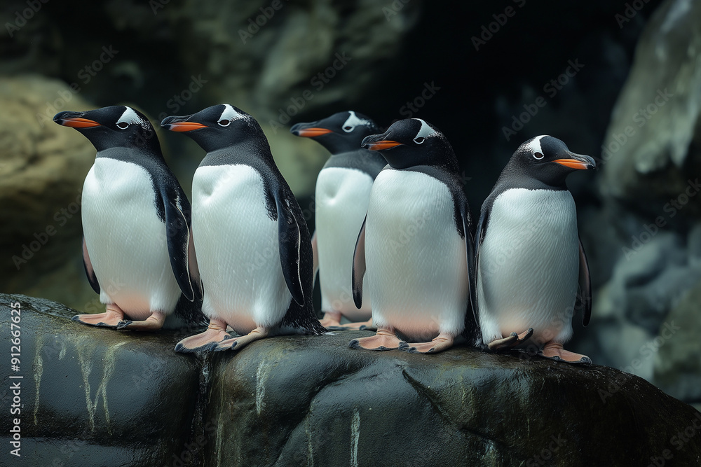 Fototapeta premium southern penguin group living in the nature of Antarctica 